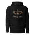 Nail & Crown Co. Black Unisex Premium Pullover Hoodie — Faith Strength Grind Sleeve Print