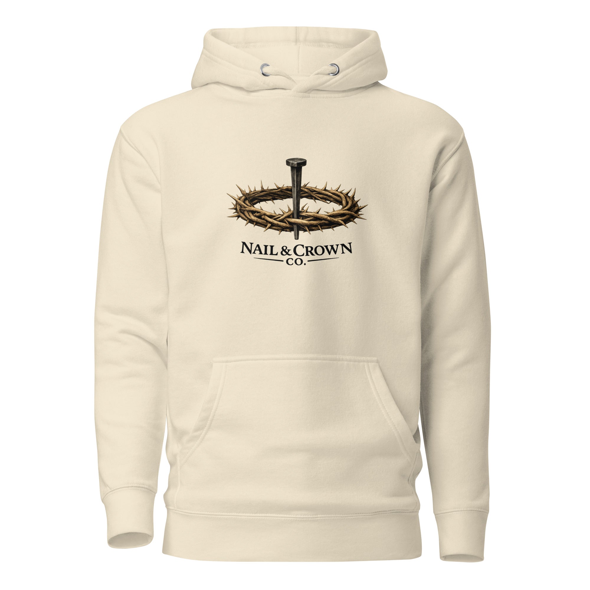 Nail & Crown Co. Unisex Premium Pullover Hoodie — logo on chest — Christian faith-based apparel
