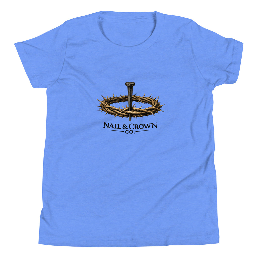 Nail & Crown Co. Youth Short Sleeve T-Shirt — logo on chest — Christian faith-based apparel