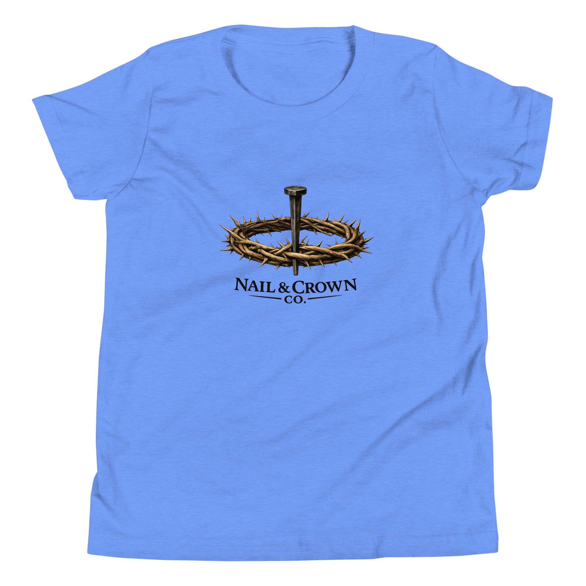 Nail & Crown Co. Youth Short Sleeve T-Shirt — logo on chest — Christian faith-based apparel